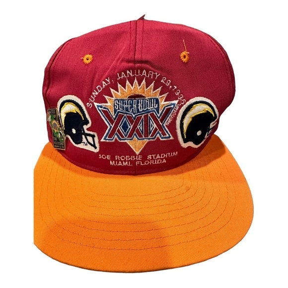 New Era Super Bowl XXIX Magenta Hat 1995 Chargers 49ers RARE MISPRINT - Picture 1 of 8